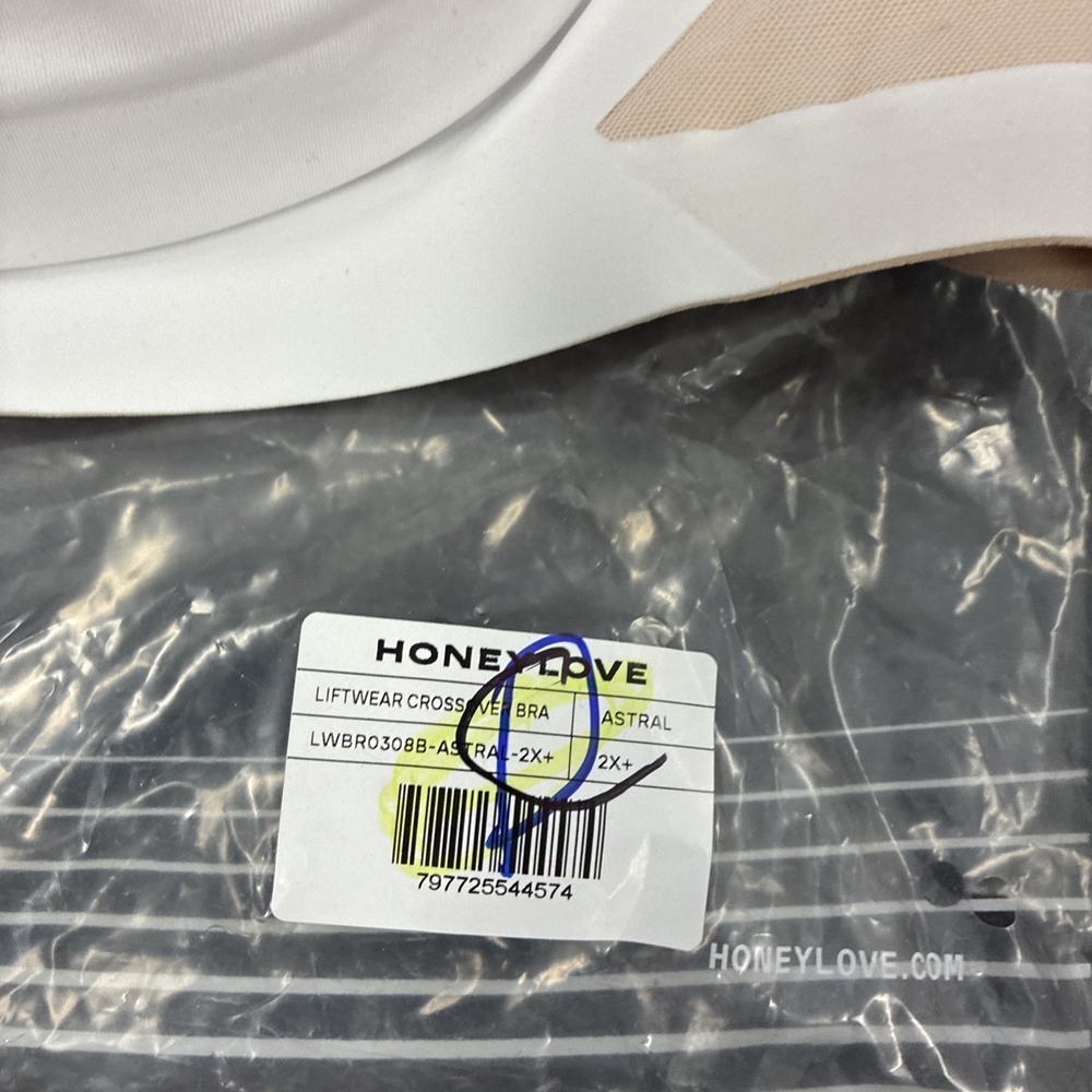 Honeylove Silhouette Bra Sand White Lace Mesh Wire-Free SZ 2X+ NEW NWT - Picture 4 of 11